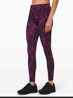 lululemon athletica Pink and Black Marble-Print Leggings